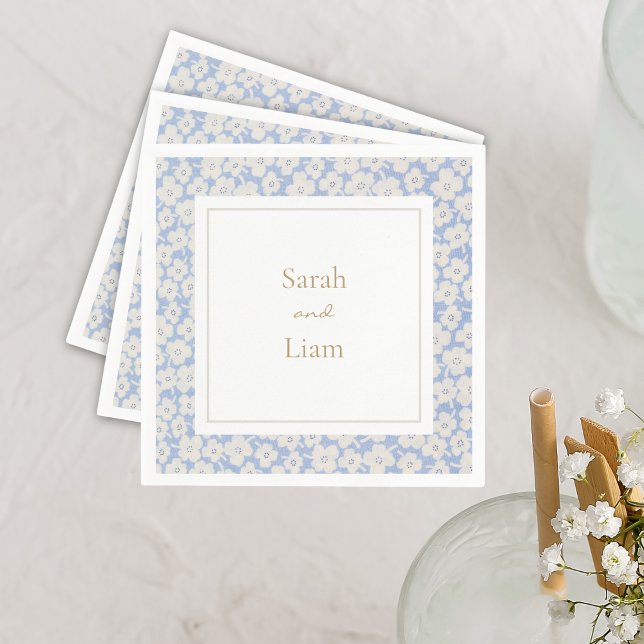 Chic Blue & White Petit Fleur Paper Napkin Serviette (Von Creator hochgeladen)