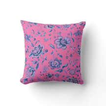 Chic Blue White Pink Blumentapestry Kissen Kissen 