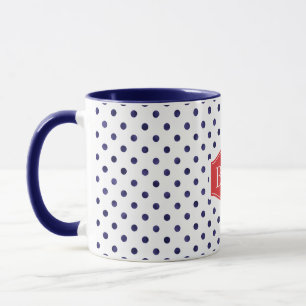 Chic blue-white polka dots muster monogramm tasse