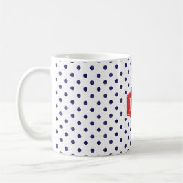 Chic blue-white polka dots muster monogramm tasse