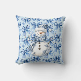 Chic Blue White Snowman Weihnachten Kissen