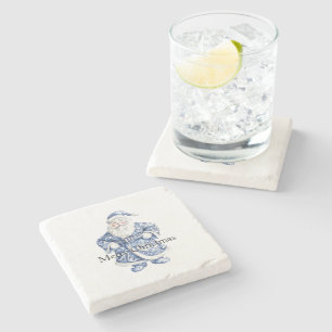 Chic Blue White Weihnachten Steinuntersetzer