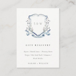 Chic Blue Wildblume Wappen Wedding Gift Registry Begleitkarte