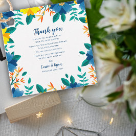 Chic Blue Yellow Floral Wedding Danke für Ihre Nac Geschenkanhänger