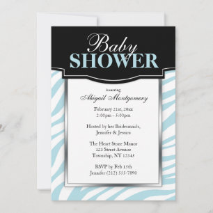 Chic Blue Zebra Print Baby Dusche Einladungen