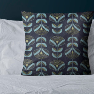 Chic Blues Golds florales Muster wirbelkissen Kissen
