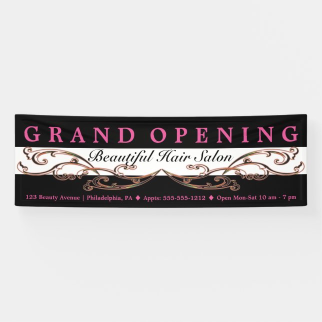 Chic Blüh Beauty Salon Boutique Grand Opening Banner (Horizontal)