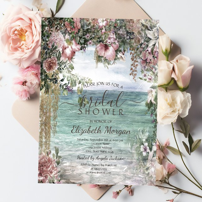 Chic Blume Ocean Brautparty Einladung (Von Creator hochgeladen)