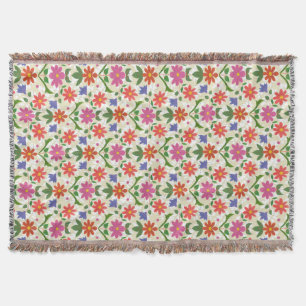 Chic Blume und Polka Dots auf Ecru Throw Blanket Decke