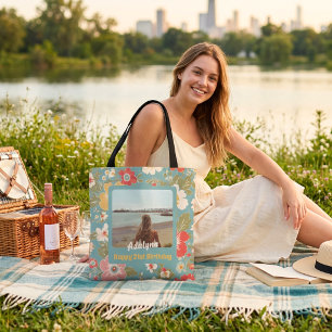 Chic Blumen Foto Geschenke für 21-jährige Frau Tasche