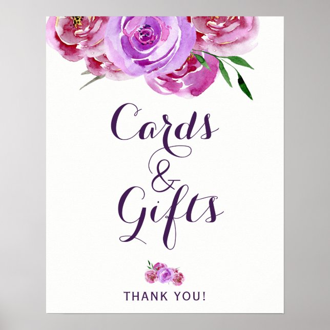 Chic Blumenbäuche Bouquet-Karten und Hochzeitszeic Poster (Vorne)