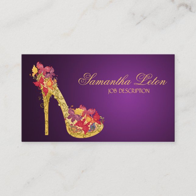 Chic-Blumenstilett-Schuh-hohe Heels-Pumpen Visitenkarte (Vorderseite)