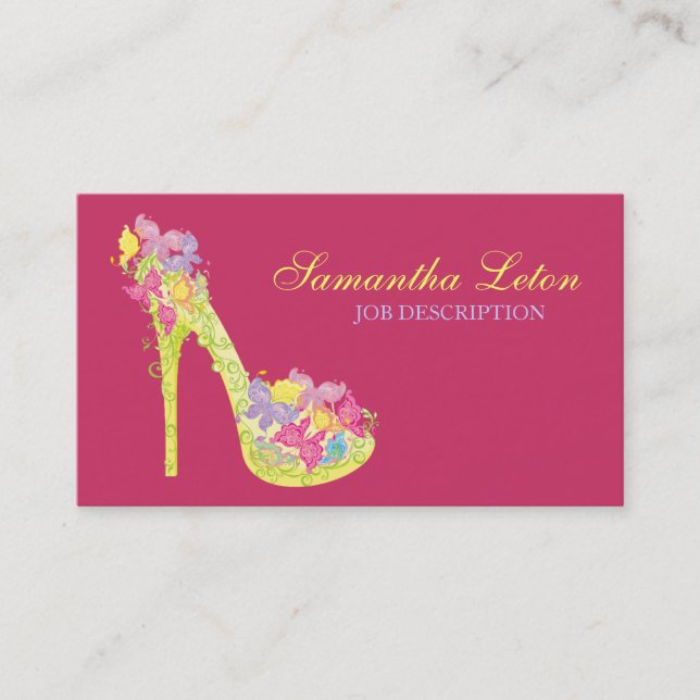 Chic-Blumenstilett-Schuh-hohe Heels-Pumpen Visitenkarte (Vorderseite)