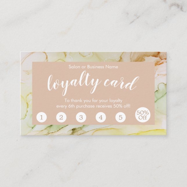 Chic Blush Abstrakt Salon Loyalty Card Treuekarte (Vorderseite)
