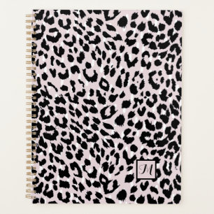 Chic Blush and Black Animal Print with Monogram Planer