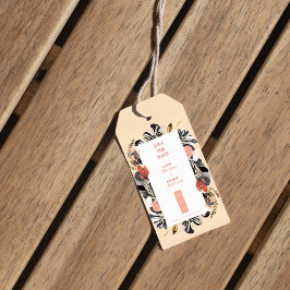 Chic Blush & Black Floral Wedding Save the Date Geschenkanhänger