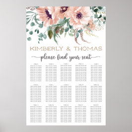 Chic Blush Blues Hochzeitstabelle Poster