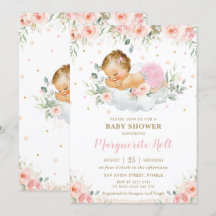 Chic Blush Blues Sweet Sleeping Baby Girl Dusche