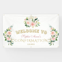 Chic Blush Blume Girl Confirmation Begrüßungszeich
