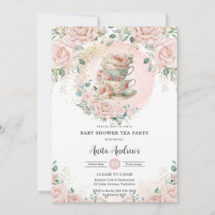Chic Blush Blumenstrauß Party Babydusche Einladung