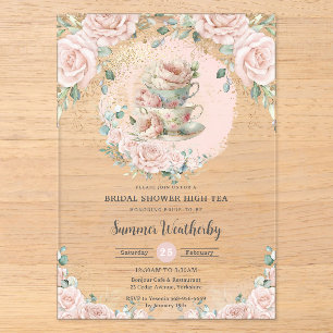 Chic Blush Blumenstrauß Party Brautparty Acryleinladungen