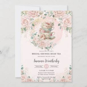 Chic Blush Blumenstrauß Party Brautparty Einladung