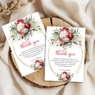 Chic Blush Burgunder Gold Rosen Baby Shower Dankes Dankeskarte