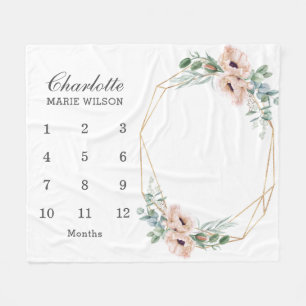 Chic Blush Dusty Pink Monthly Meilenstein Bab Fleecedecke