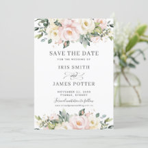 Chic Blush ElfenbeinblumenWedding Save the Date Ca