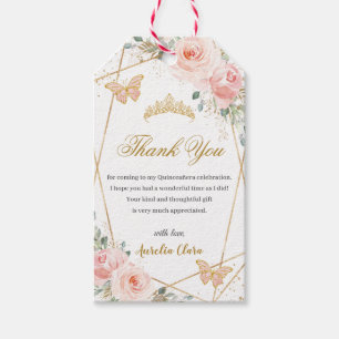 Chic Blush Floral Butterfliegen Quinceanera Gefall Geschenkanhänger