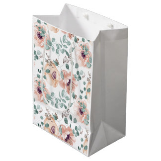 Chic Blush Floral Mittlere Geschenktüte
