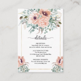 Chic Blush Floral Wedding Card Begleitkarte
