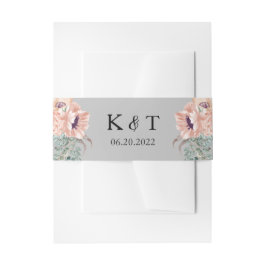 Chic Blush Floral Wedding Einladung Bauchband Einladungsbanderole