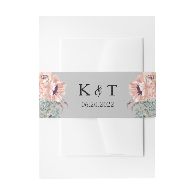 Chic Blush Floral Wedding Einladung Bauchband Einladungsbanderole (Vorderseite Beispiel)