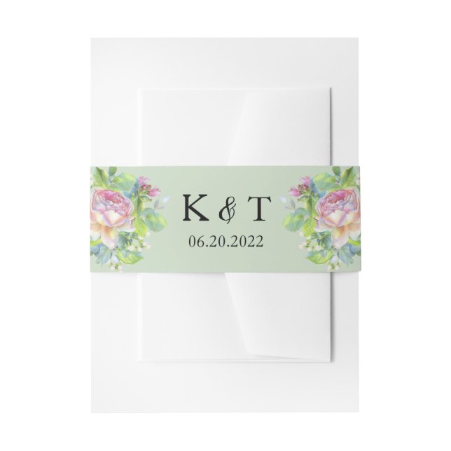 Chic Blush Floral Wedding Einladung Bauchband Einladungsbanderole (Vorderseite Beispiel)