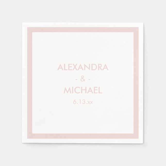 Chic Blush Französisch Inspirierte Hochzeit Serviette (Vorderseite)