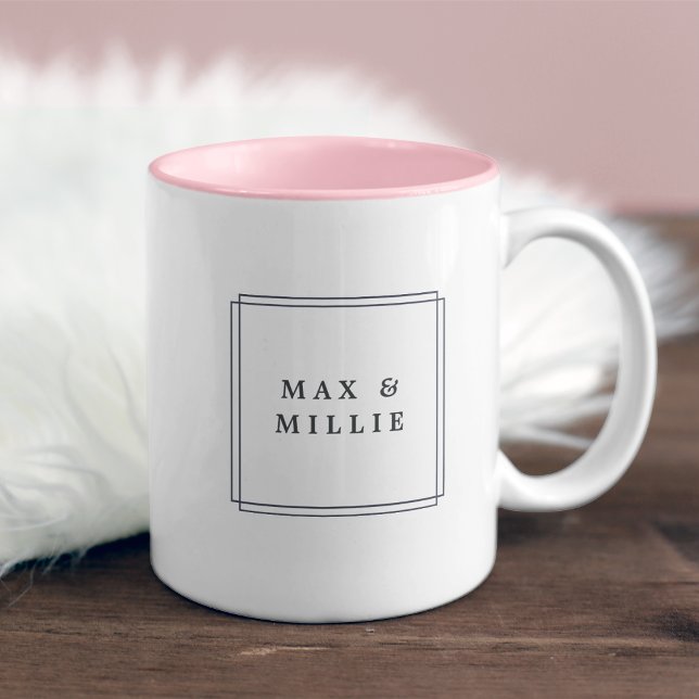 Chic Blush | Geometrisches Logo Zweifarbige Tasse (Von Creator hochgeladen)