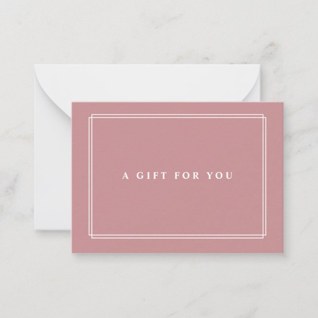 Chic Blush | Geschenkgutschein für Elegante Dusty  Mitteilungskarte (Vorderseite)
