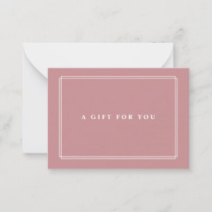 Chic Blush Geschenkgutschein für Elegante Dusty Mitteilungskarte