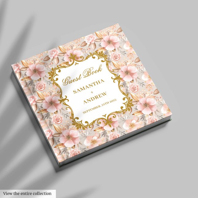 Chic Blush Gold Boho Wedding Gästebuchsignierung Gästebuch (Chic Blush Gold Boho Wedding Guest Book Signing)