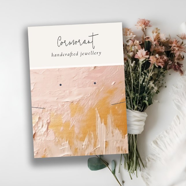 Chic Blush Gold Ölmalerei Textur Erdnekklammer Visitenkarte (Von Creator hochgeladen)