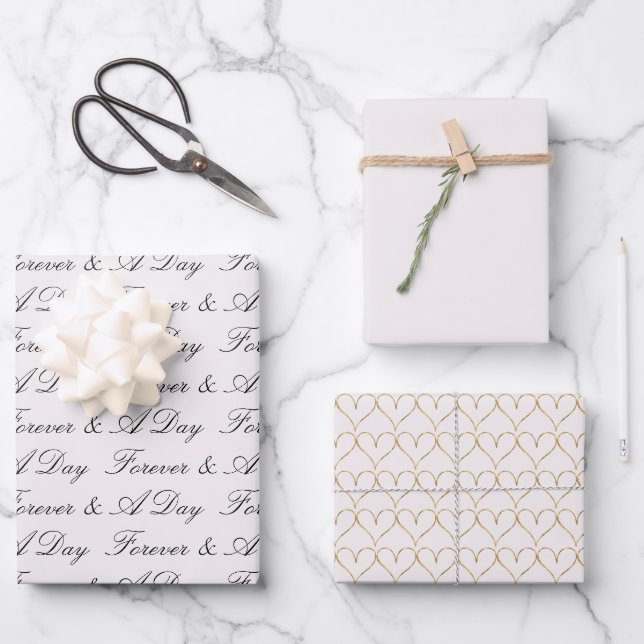 Chic Blush Herz des Goldes Geschenkpapier Set (Vorderseite)