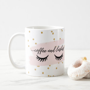 Chic Blush Kaffee und Wimpern Faux Gold mit Namen Kaffeetasse