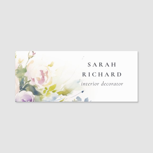 Chic Blush Lilac Rose Blumenstrauß Namensschild (Vorderseite)