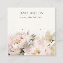 Chic Blush Peony Watercolor Floral Earring Display