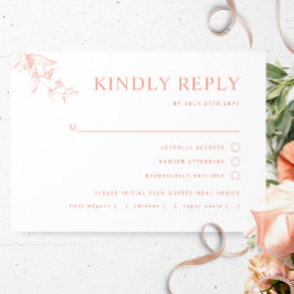 Chic Blush, Pfirsich, White Wedding mit/ohne Mahlz RSVP Karte