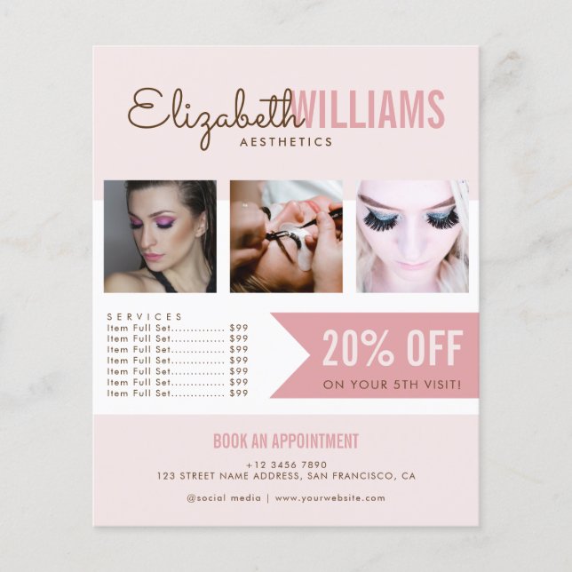 Chic Blush Pink Beauty Salon Promo Flyer (Vorne)