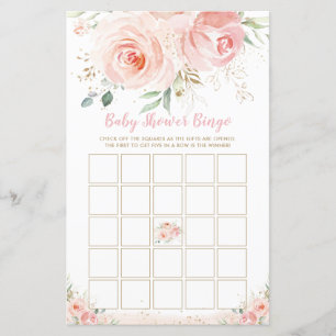 Chic Blush Pink Blues Baby Dusche Bingo Spiel