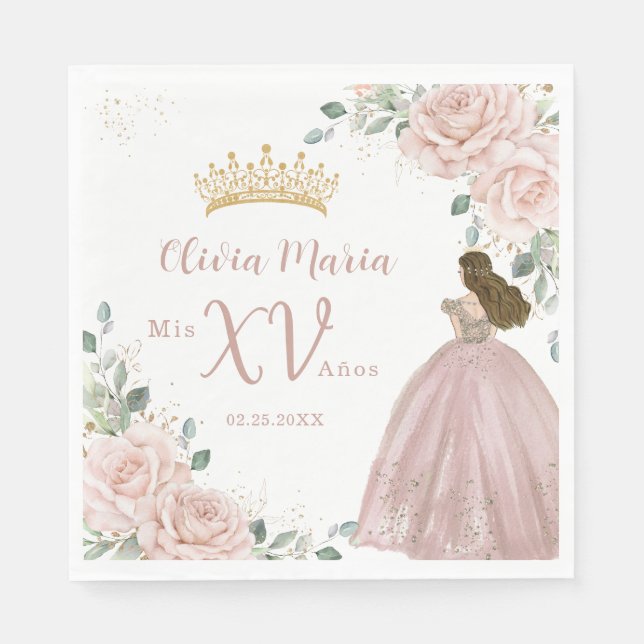 Chic Blush Pink Blues Prinzessin Dress Quinceañera Serviette (Vorderseite)