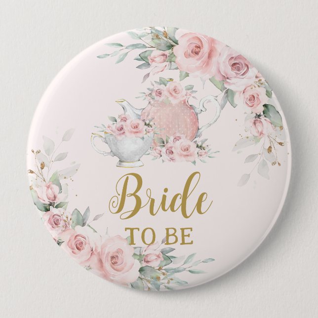 Chic Blush Pink Blumengebirge Party zum Entspannen Button (Vorderseite)